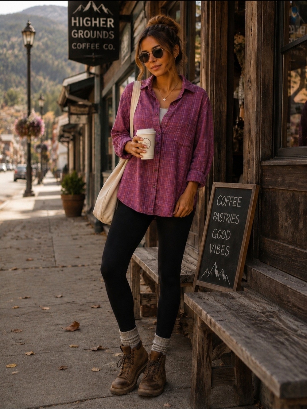Purple Plaid Lightweight Button Up Flannel | Cozy Cabin Soft Grunge Traveler